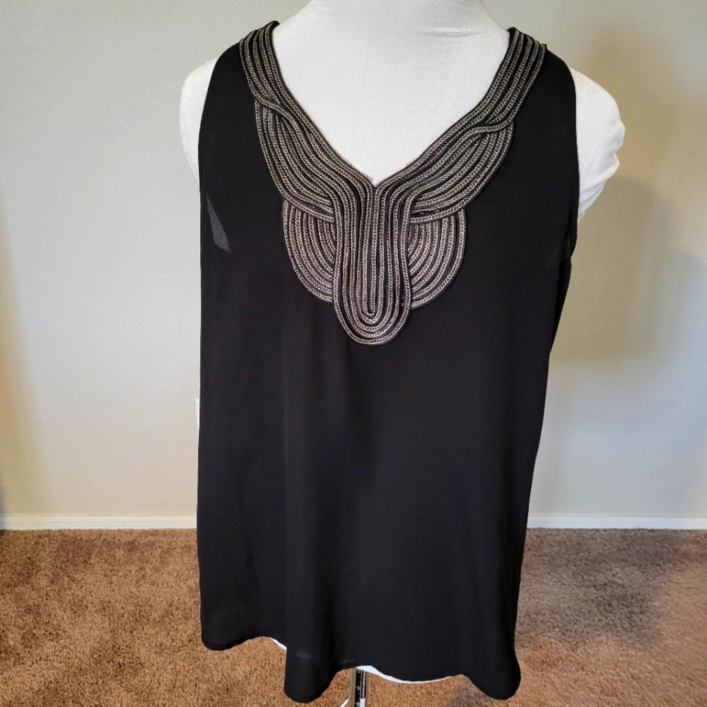 Black and silver detailing 19 Cooper Large Sleeveless Blouse